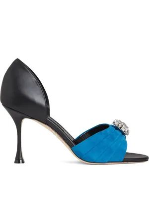Manolo Blahnik 90 mm Ansak sandaler med ruchet detalje