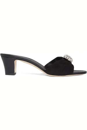 Manolo Blahnik 50 mm Ansaklo mules med plisseret detalje