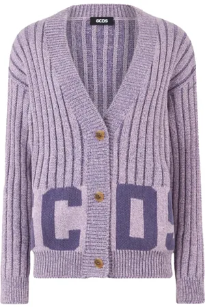 GCDS Cardigan i intarsiastrik med logo