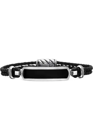 David Yurman Exotic Stone Bar Station læderarmbånd i sterlingsølv (3 mm)
