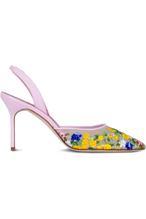Manolo Blahnik 90 mm broderede pumps