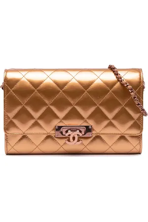 CHANEL Quiltet metallisk lakeret Golden Class skuldertaske med kæde fra 2016-2017