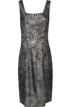 GENNY Mellemlang kjole i animalier-jacquard