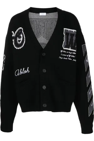 OFF-WHITE Cardigan med intarsia-logo og V-hals