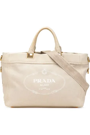 Prada Canapa satchel-taske i denim med logo fra 2013-2024