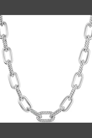 David Yurman DY Madison halskæde i sterlingsølv med diamant (11 mm)