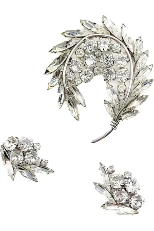 JENNIFER GIBSON JEWELLERY Sherman Floral Navette broche og øreringe fra 1950