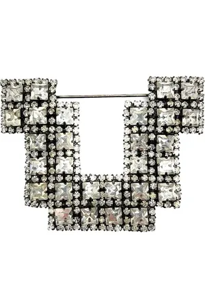 JENNIFER GIBSON JEWELLERY Pre-owned Butler & Wilson Statement Art Deco krystalbroche fra 1980