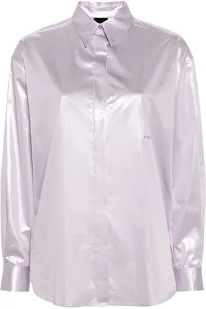 Pinko Metallisk skjortejakke med broderet logo
