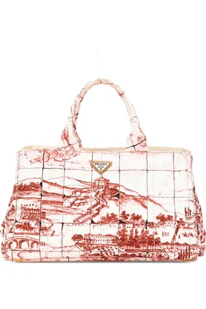 Prada Stor Canapa Azulejos satchel-taske i lærred fra 2013-2024