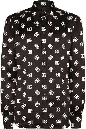 Dolce & Gabbana Silkeskjorte med heldækkende logotryk