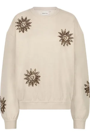 Fabienne Chapot Sweatshirt med perledekoreret solsikke