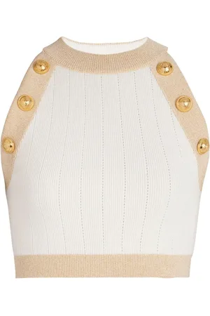 Balmain Ribstrikket cropped top