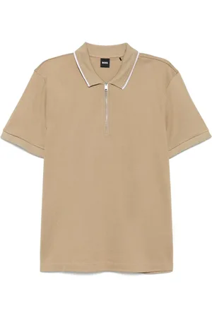 HUGO BOSS Struktureret polo med stolpelukning og lynlås