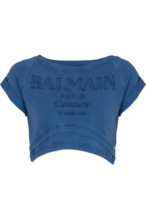 Balmain Cropped T-shirt i bomuld