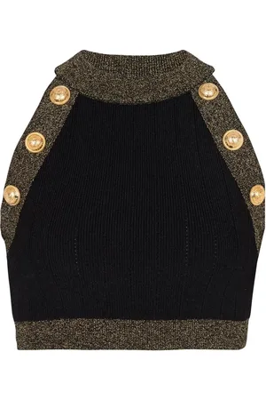 Balmain Top i strik med kontrastkant