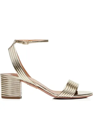 Aquazzura Metalliske Sundance 50-sandaler i ribbet læder