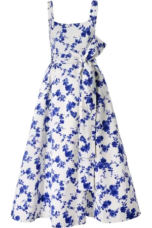 Carolina Herrera Kjole med blomstertryk og bindedetalje