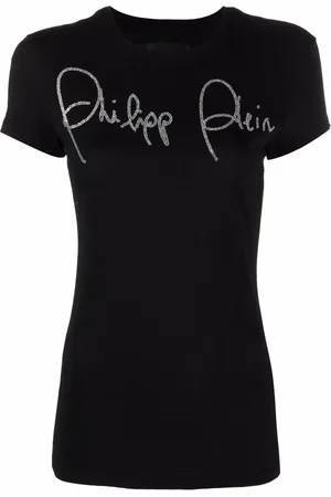 Philipp Plein Kortærmet T-shirt med krystaludsmykning