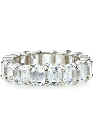 FANTASIA BY DESERIO Eternity-ring i 14 karat hvidguld med smaragd-udsmykning