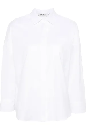 Max Mara Polo i poplin med logomærke
