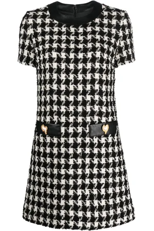 Moschino Kort kjole i strik med houndstooth-mønster