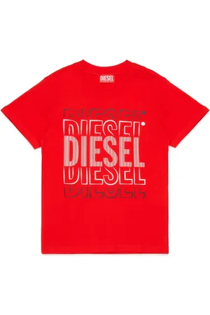 Diesel T-shirt i bomuld med flere logotryk