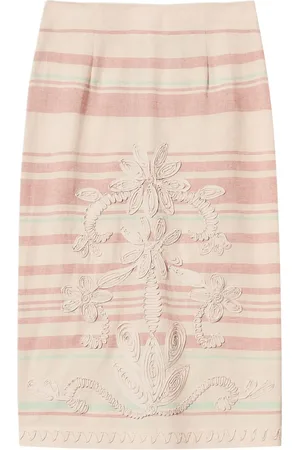 Twin-Set Stribet pencil-nederdel med broderi