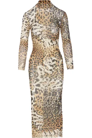 Roberto Cavalli Mellemlang kjole med leopardtryk