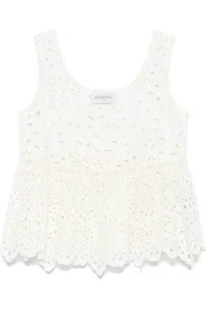 Ermanno Firenze Tanktop med broderie anglaise