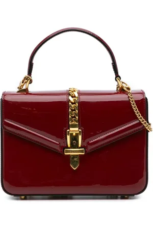 Gucci Lille lakeret Sylvie 1969 satchel-taske med tophåndtag fra 2016-2024