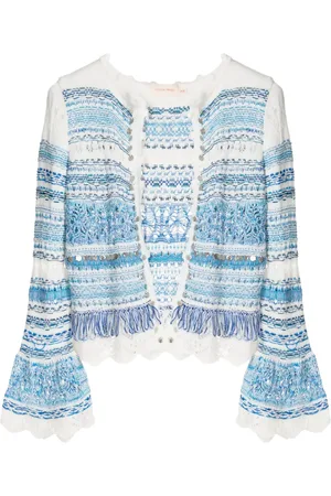 CECILIA PRADO Lang cardigan med åben front og striber