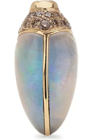 Bibi van der Velden 18kt yellow gold multi-stone mini Scarab stud earring
