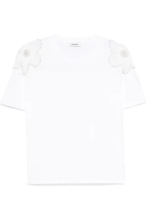 Sandro T-shirt med blomster-applikation
