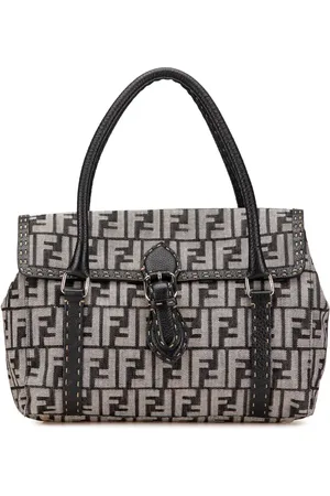 Fendi Medium Selleria Linda håndtaske i Zucca-denim fra 2000-2010