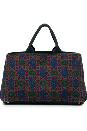 Prada Stor Canapa satchel-taske i kanvas med tryk fra 2013-2024