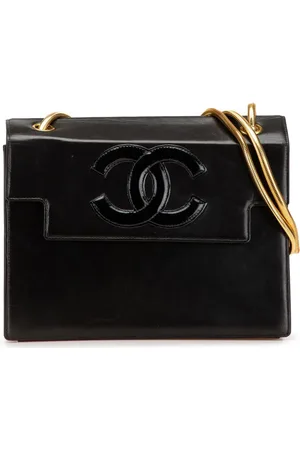 CHANEL Lakeret CC skuldertaske med slangekæde fra 1996-1997