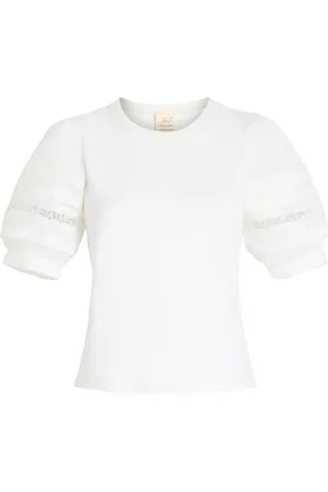 Cinq A Sept Corianna T-shirt med flæsedetalje