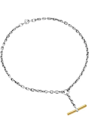 David Yurman DY Mercer® Petite Toggle Chain diamanthalskæde i 18 karat gulguld og sterlingsølv
