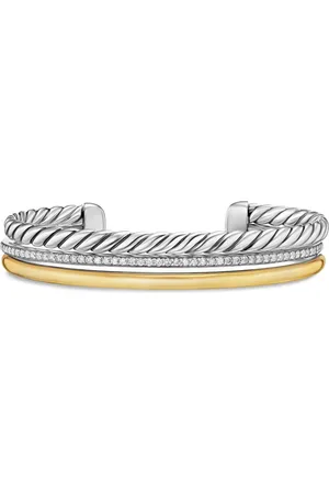 David Yurman DY Mercer® diamantarmbånd i 18 karat gulguld og sterlingsølv