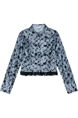 Ganni Cropped sweatshirt med paillet-udsmykning