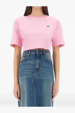 Msgm Cropped T-shirt med bundet detalje