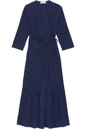 Ganni Gingham-ternet kjole