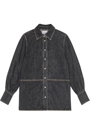 Ganni Chambray-skjorte med paillet-logo