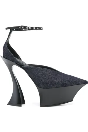 MUGLER 140 mm pumps i denim med remme