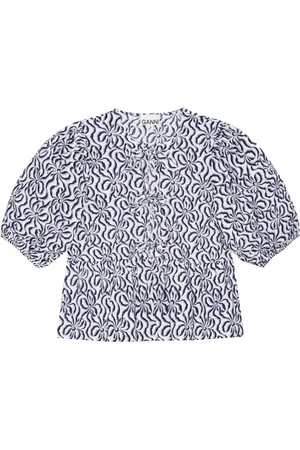 Ganni Bluse med abstrakt print