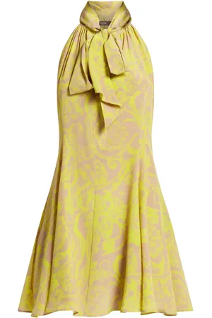 VERSACE Kort barok-silkekjole
