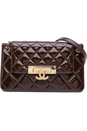 CHANEL Quiltet lakeret Golden Class Accordion Flap skuldertaske fra 2014-2015