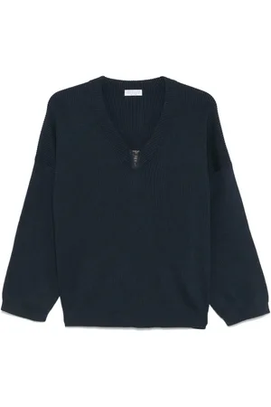 Brunello Cucinelli Ribbet sweater med monili-detalje