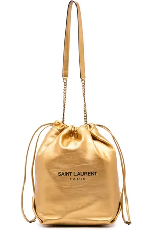 Saint Laurent Stor metallisk Teddy bucket-taske i kalveskind fra 2019